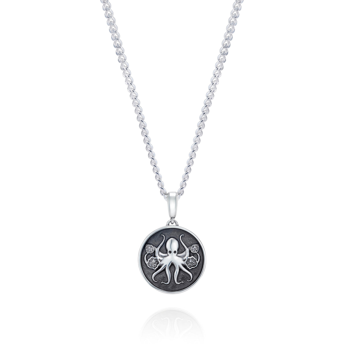 Squid and Roses Pendant, 18 mm - front view