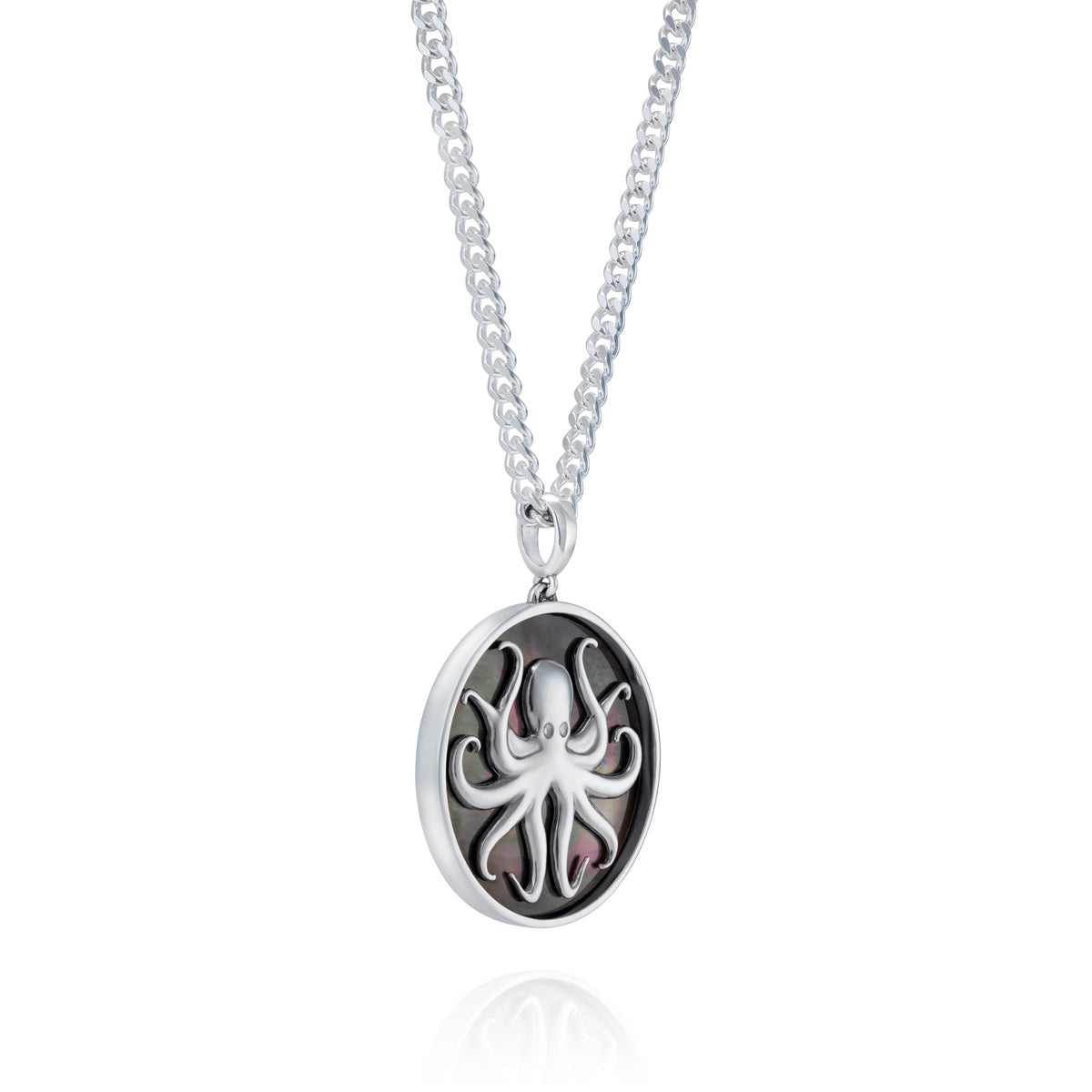 Tahitian Black Mother of Pearl Squid Pendant, 25 mm - 45 degree view