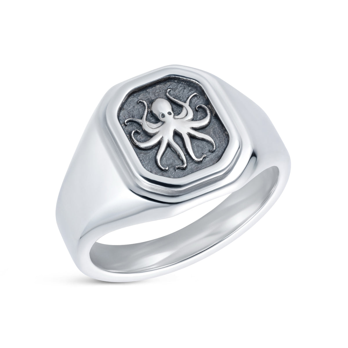 Squid Signet Ring - 45 degree view