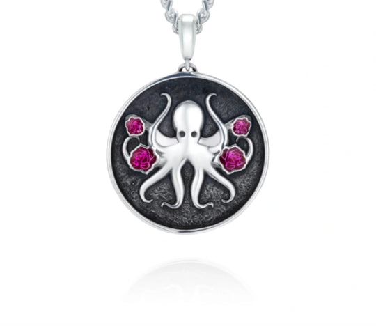 Squid and Roses Pendant, 25 mm